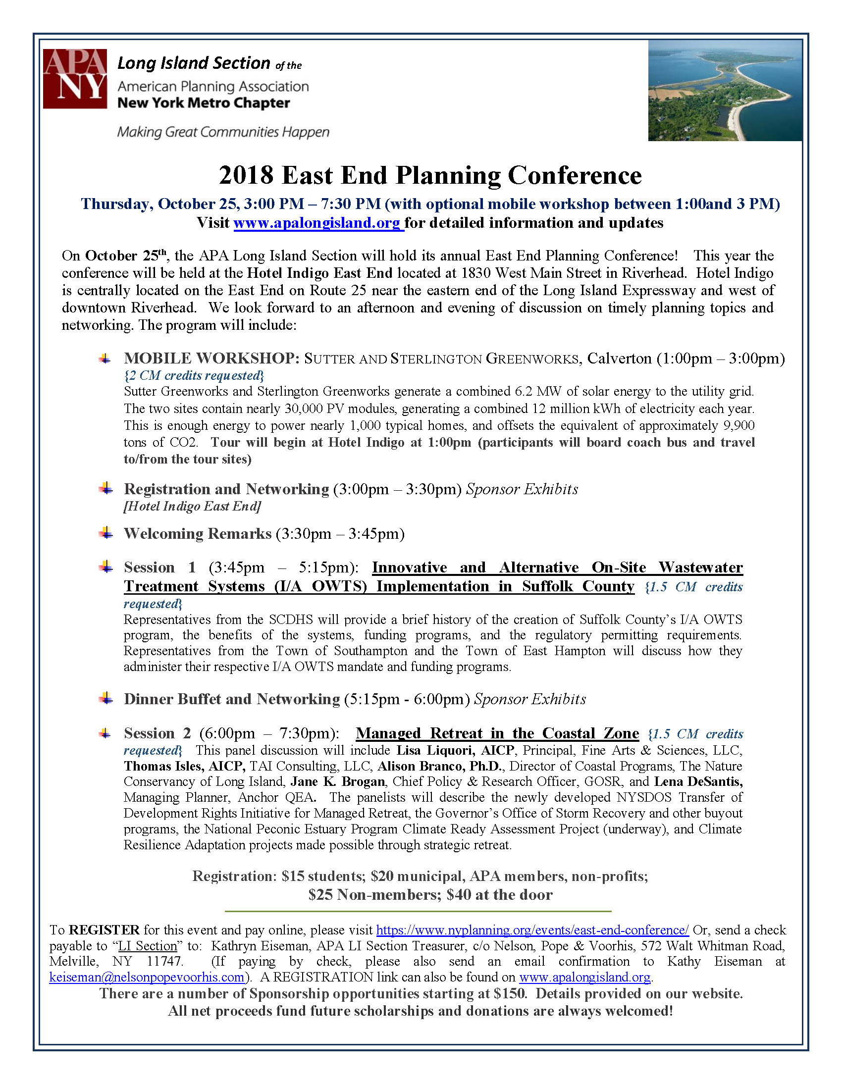 2018 East End Planning Conference Announcement DRAFT5 For WEB