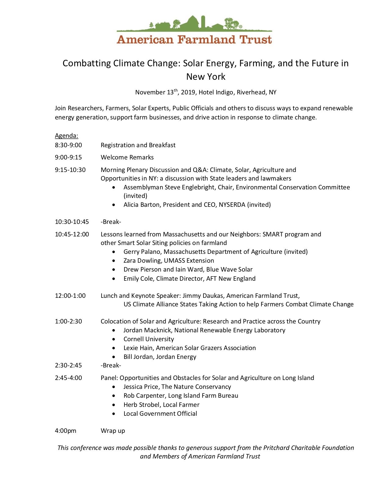 Draft Agenda, Solar Forum on Long Island