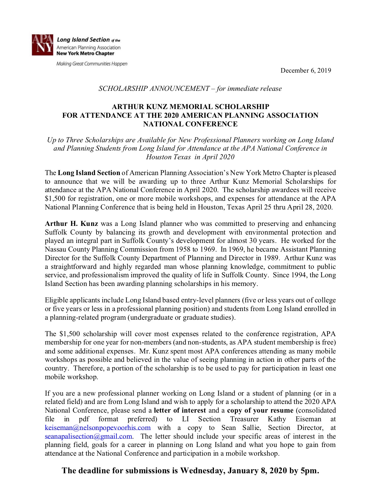 APA National Conference 2020 - AK Memorial Scholarship Announcement