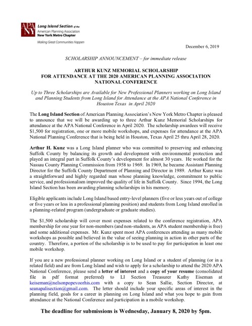 APA National Conference 2020 - AK Memorial Scholarship Announcement